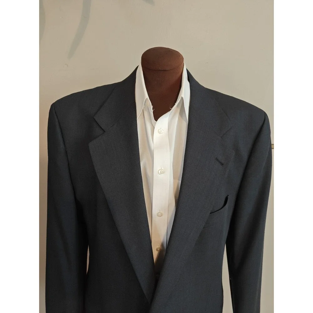 Joseph Abboud 44L Blue Plaid Blazer Mens 2 Button Sport Coat Made in USA